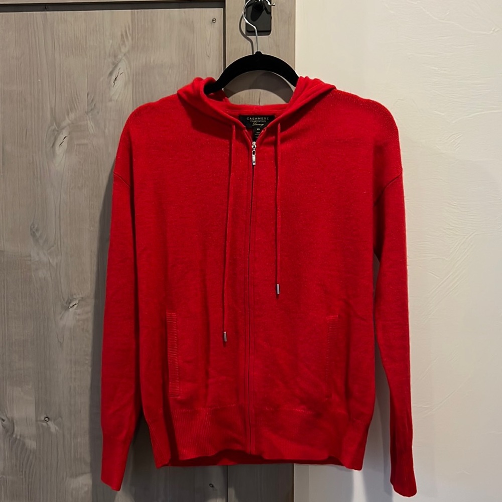 Cashmere zip up hooded sweater
